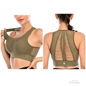 New RUNNING GIRL Army Green Sports Bra - XS